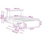 vidaXL Cadre de lit avec rangement Noir 90 x 190 cm Bois d'ingénierie