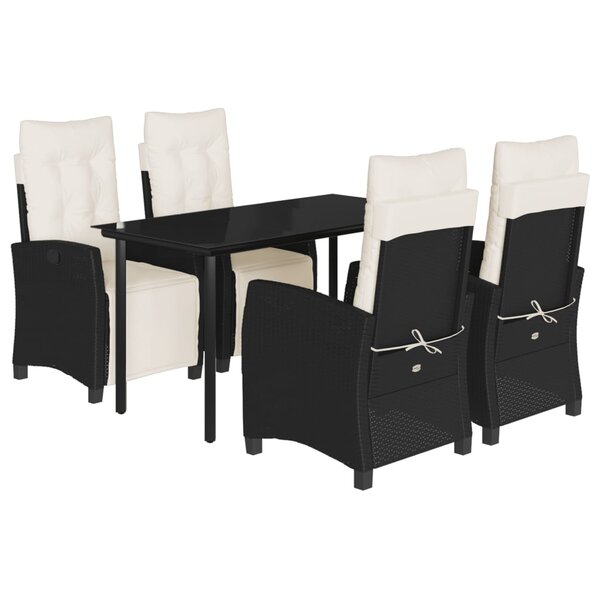 vidaXL Ensemble à manger de jardin coussins 5Pièces Noir Résine tressée