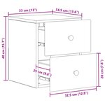 vidaXL Cabinet de chevet mural 2 Pièces Sonoma gris 34 5 x 33 x 40 cm
