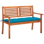 vidaXL Banc de jardin 2 places avec coussin 120 cm Bois d'eucalyptus