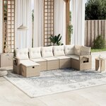 vidaXL Salon de jardin avec coussins 7 Pièces beige résine tressée