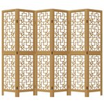 vidaXL Cloison de séparation 6 panneaux marron bois paulownia massif