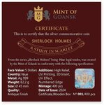 Pièce de monnaie en Argent 5 Dollars g 62.2 (2 oz) Millésime 2024 STUDY IN SCARLET