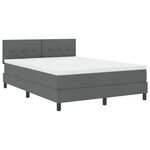 vidaXL Lit à ressorts avec tête de lit Gris foncé 140 x 190 cm tissu