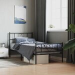 vidaXL Cadre de lit métal avec tête de lit/pied de lit noir 80x200 cm