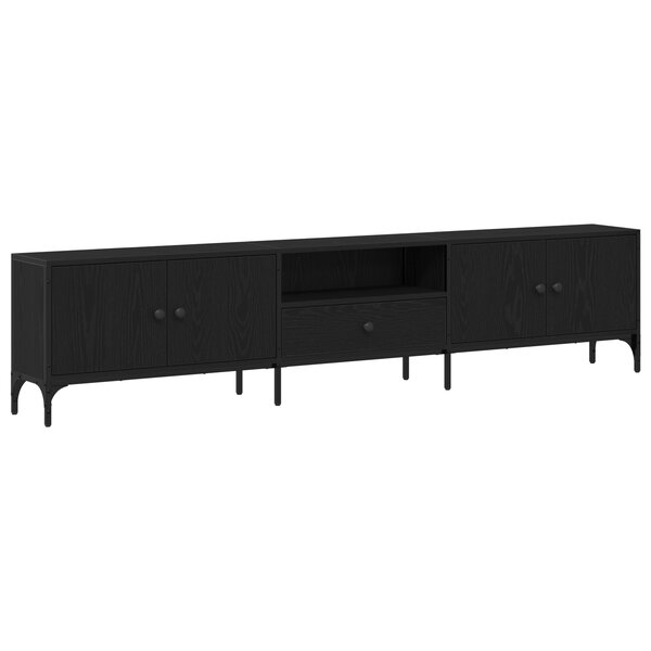 Meuble TV vidaXL avec tiroir Noir Chêne 200x25x44 cm Bois d'ingénierie