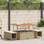 vidaXL Ensemble de salle à manger pour jardin 3 Pièces Beige Poly rotin