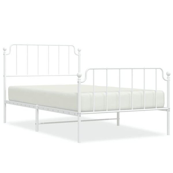 vidaXL Cadre de lit métal sans matelas et pied de lit blanc 107x203 cm