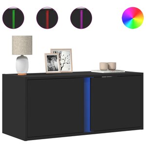 vidaXL Meuble TV mural avec lumières LED noir 80x31x35 cm