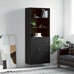 vidaXL Buffet haut Noir 69 5x34x180 cm Bois d'ingénierie