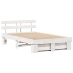 vidaXL Cadre de lit blanc avec tiroirs - 135x190 cm en bois de pin massif