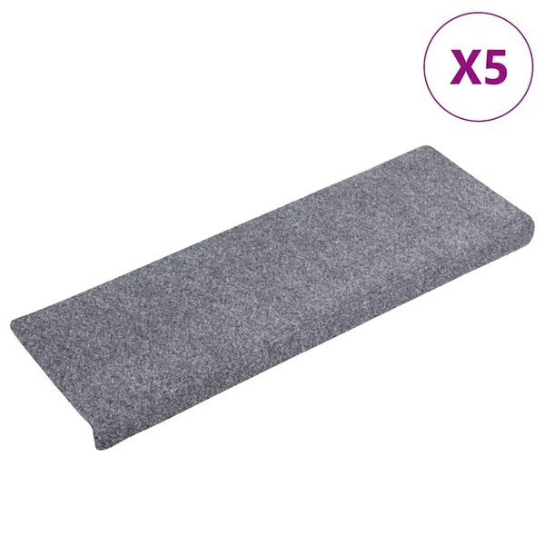 vidaXL Tapis d'escalier autocollants vidaXL  5 pièces  65 x 21 x 4 cm  gris clair  bord rectangulaire