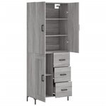 vidaXL Buffet haut Sonoma gris 69 5x34x180 cm Bois d'ingénierie