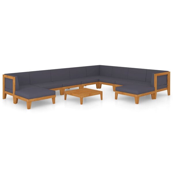 vidaXL Salon de jardin 11 Pièces avec coussins Bois d'acacia solide