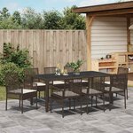 vidaXL Ensemble de salle à manger pour jardin 9 Pièces Marron Poly rotin