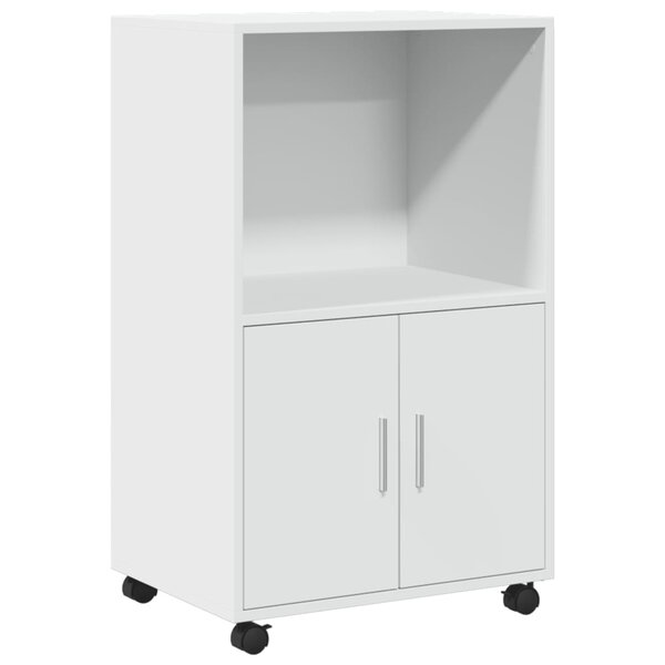 vidaXL Armoire à roulettes blanc 55x40x91 cm bois d’ingénierie