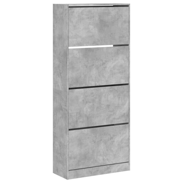 vidaXL Armoire à chaussures 4 tiroirs rabattables gris béton