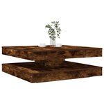 vidaXL Table basse rotative à 360 degrés chêne fumé 90x90x34 5 cm