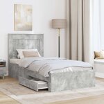vidaXL Cadre de lit Gris Béton et Argent 75 x 190 cm Bois d'ingénierie