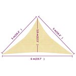 vidaXL Voile d'ombrage 160 g/m² Beige 5x5x6 m PEHD