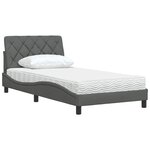 vidaXL Lit avec matelas gris foncé 100x200 cm tissu