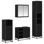 vidaXL Ensemble de mobilier de salle de bain 4 Pièces Chêne noir