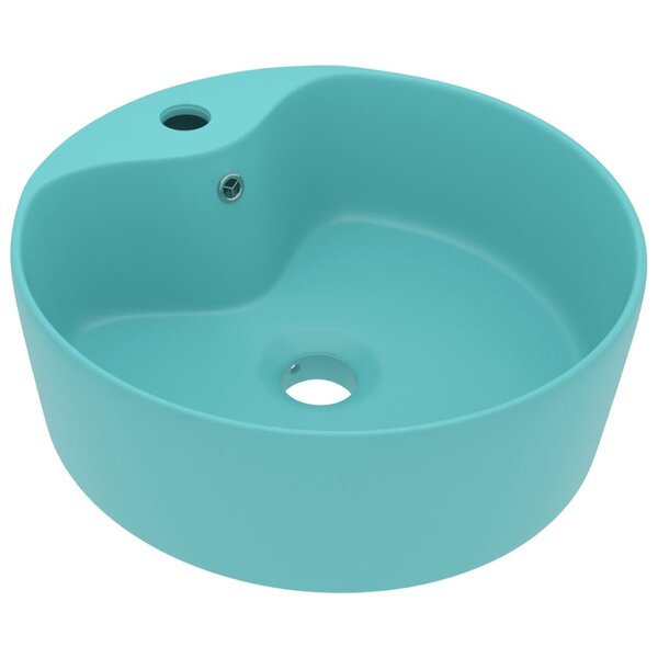 vidaXL Lavabo de luxe avec trop-plein Vert clair mat 36x13cm Céramique