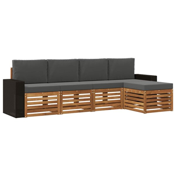 vidaXL Ensemble de canapés d'extérieur 5 pc Naturel et Anthracite