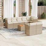 vidaXL Salon de jardin avec coussins 9 Pièces beige résine tressée