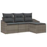 vidaXL Ensemble de Canapé de Jardin 4 Pièces avec Coussins Gris en Poly Rattan
