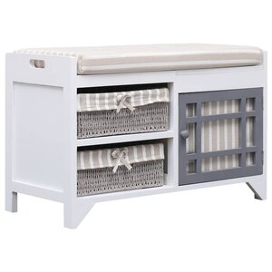 vidaXL Banc d'entrée Blanc 70 x 33 5 x 45 cm Bois de Paulownia
