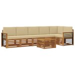 vidaXL Ensemble de canapés d'extérieur 7 pc Naturel et Beige Polyester