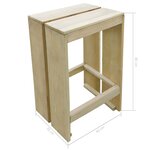 vidaXL Tabourets de bar d'extérieur lot de 2 Pin imprégné