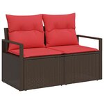 vidaXL Ensemble de Canapés avec coussin 5 Pièces Marron polyrotin