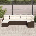 vidaXL Ensemble de canapé de jardin 7 Pièces Marron et Crème polyrotin