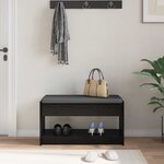 vidaXL Banc d'entrée avec coussin Chêne Noir 83 x 38 x 45 cm
