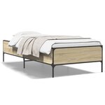 vidaXL Cadre de lit chêne sonoma 90x190 cm bois d'ingénierie et métal