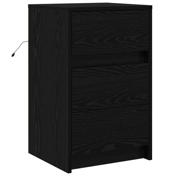 vidaXL Table de chevet avec lumières LED Chêne noir Bois d'ingénierie