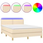 vidaXL Sommier à lattes de lit avec matelas LED Crème 140x190 cm Tissu