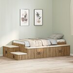 vidaXL Lit de rangement Artisan en chêne 75x190 cm