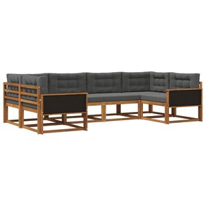 vidaXL Ensemble de canapés d'extérieur 6 Pièces Naturel et Anthracite