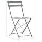 vidaXL Mobilier de bistro 3 Pièces Acier Gris