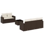 vidaXL Salon de jardin avec coussins 6 Pièces marron résine tressée
