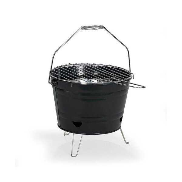 Barbecue à charbon portable Ø 27 cm grille acier chromé - Hauteur 24 cm - Pieds pliables poignées