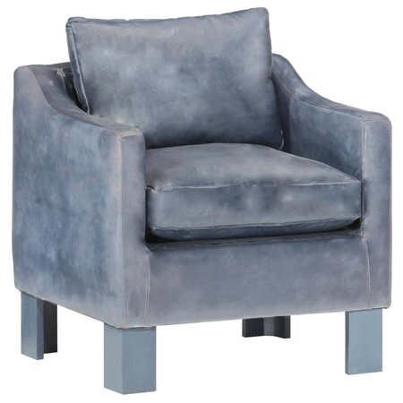 vidaXL Fauteuil Gris Cuir véritable