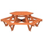 vidaXL Table de pique-nique pour 6 enfants avec bancs hexagonal sapin