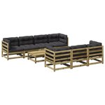 vidaXL Salon de jardin 8 Pièces avec coussins bois de pin imprégné