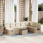 vidaXL Salon de jardin avec coussins 9 Pièces beige résine tressée