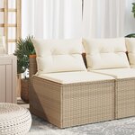 vidaXL Canapés de jardin sans accoudoirs avec coussins 2 Pièces beige