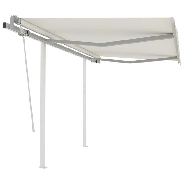 vidaXL Auvent manuel rétractable avec poteaux 3 5x2 5 m Crème